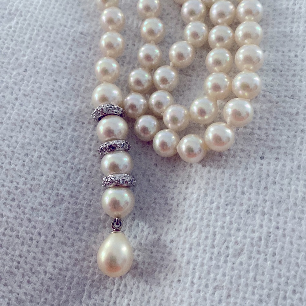 Rare Majorica Cubic Zirconia long 36” limited edition lariat necklace
